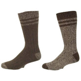Men Wool Blended Crew Marled 2 Pair Pack Outdoor Hiking Socks (Shoe Size 9-12, Brown)